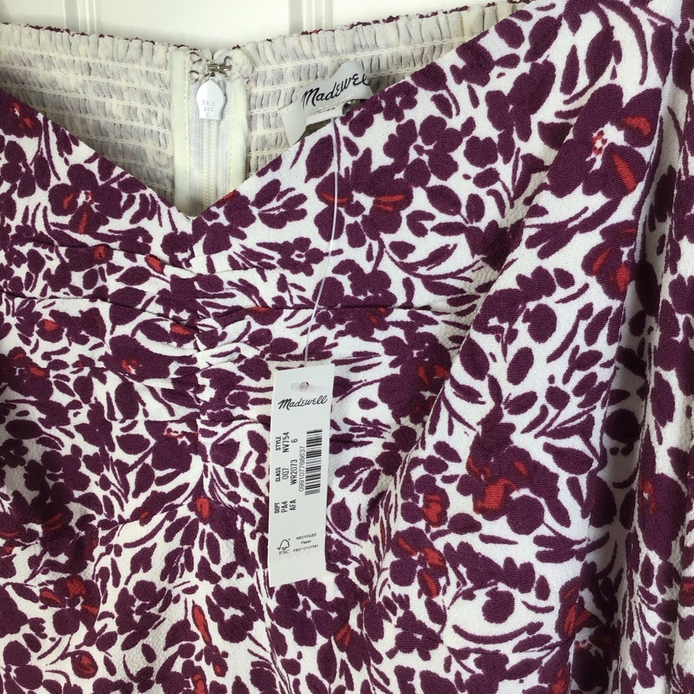 NWT Madewell Puff Sleeve Sweetheart Midi Dress in Floral Size 6. - Picture 6 of 10
